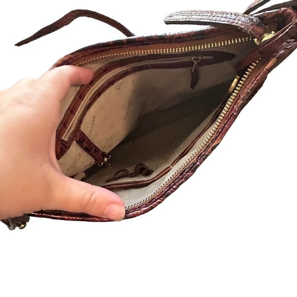 Brahmin Pecan Walnut Crocodile Leather Crossbody Purse - Picture 10 of 12